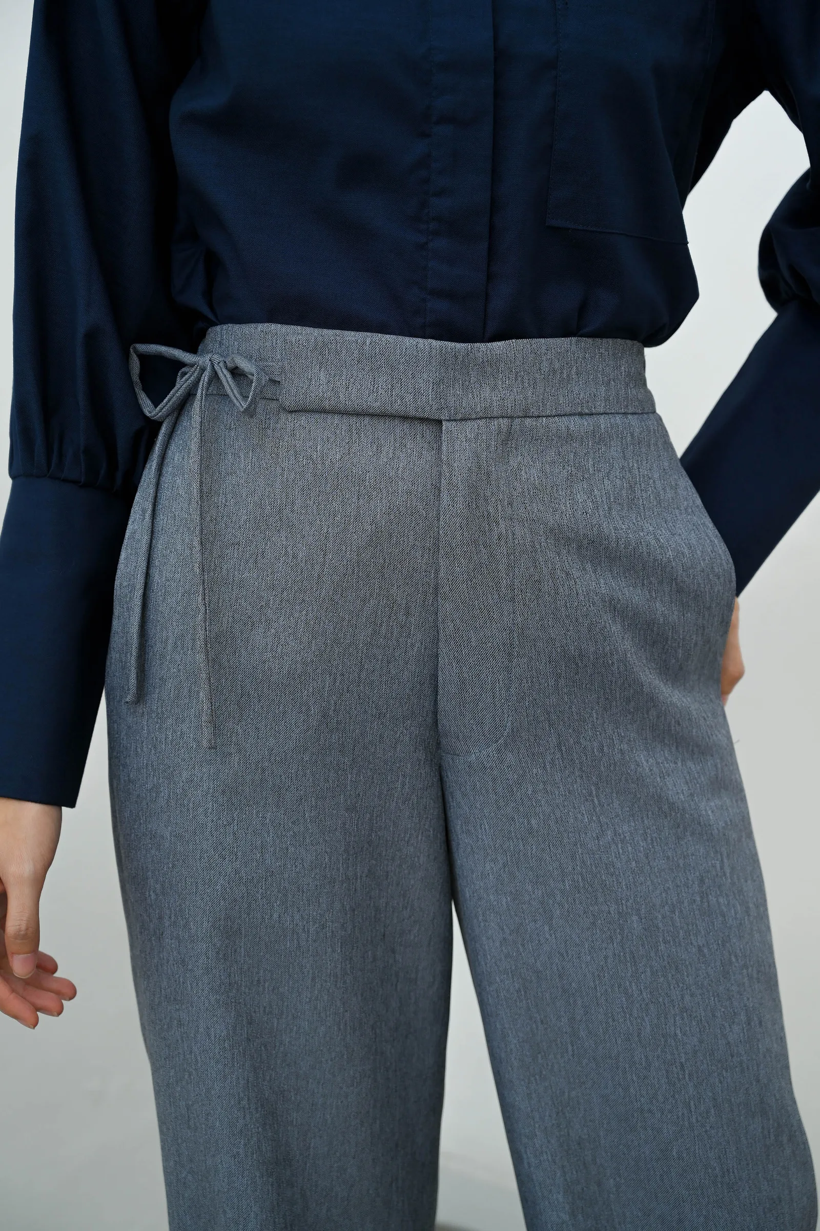 Light Grey Ilena Women Solid Pant, photo 2 of 6