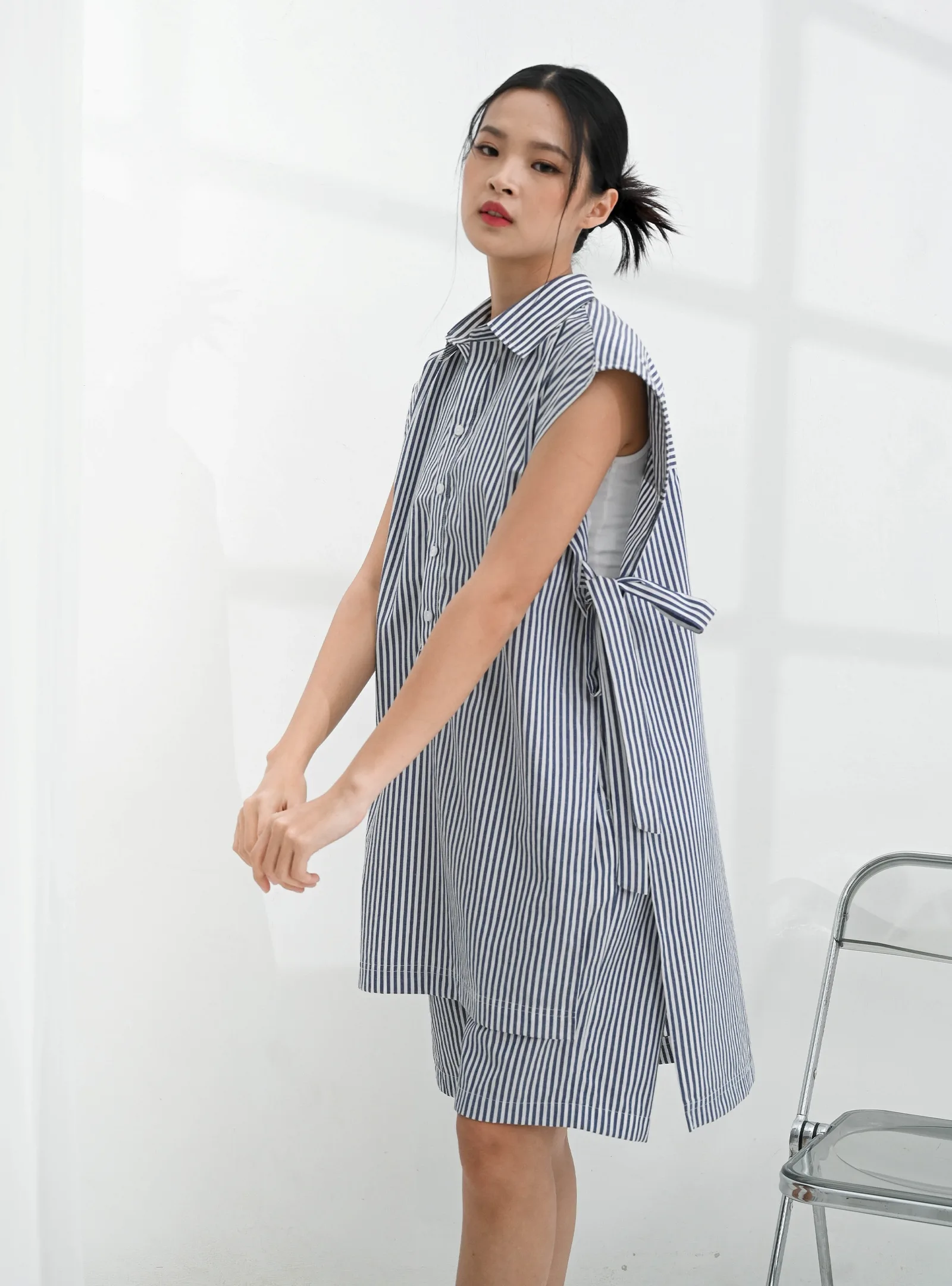Navy Elona Stripe Outer, photo 3 of 7