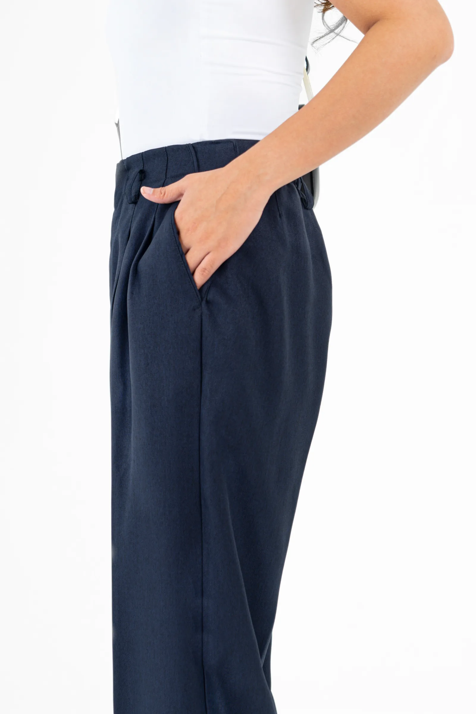 Navy Sally Women Solid Pant, photo 3 of 5