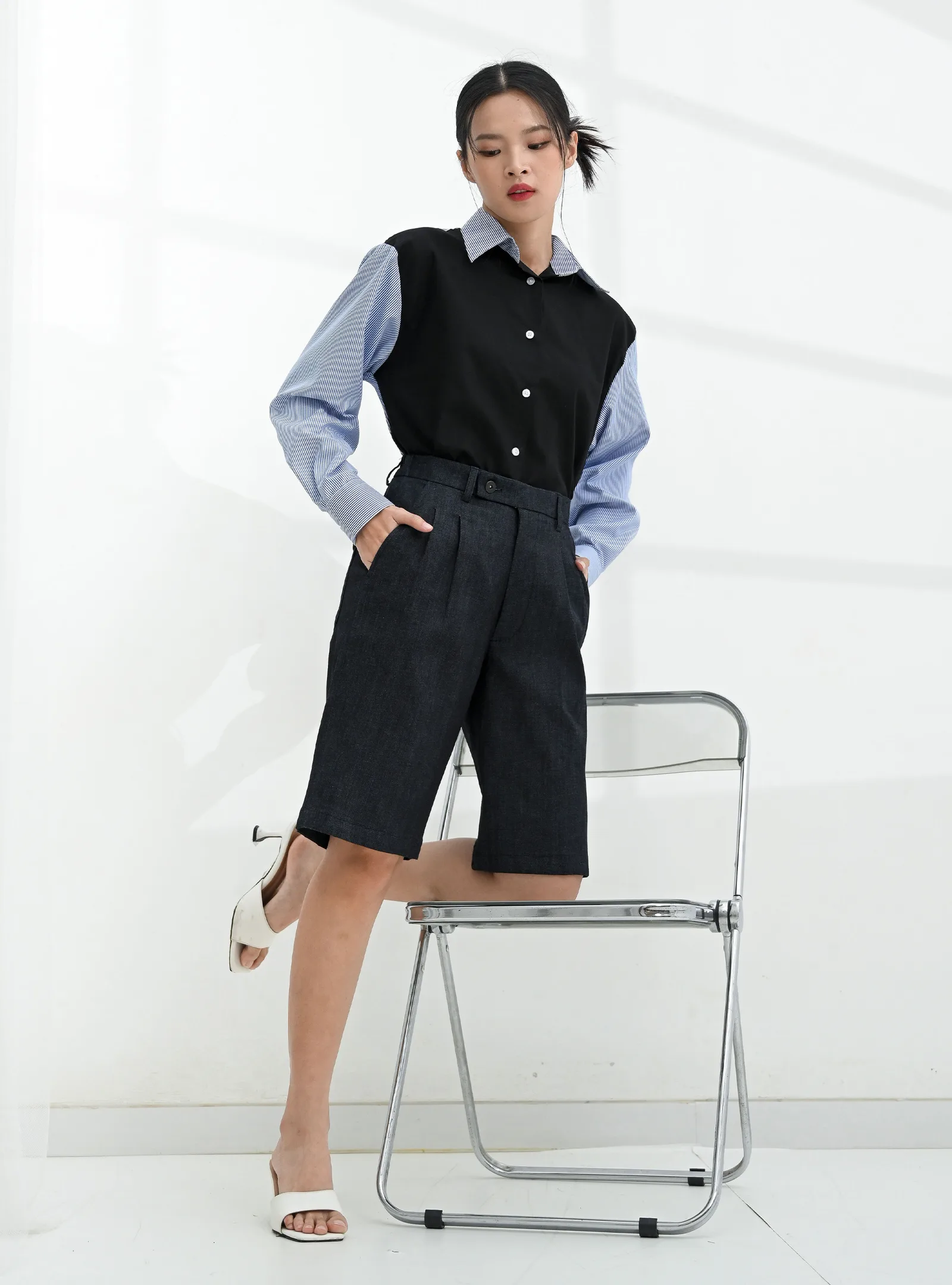 Navy Short Lily Denim Pant, photo 2 of 6