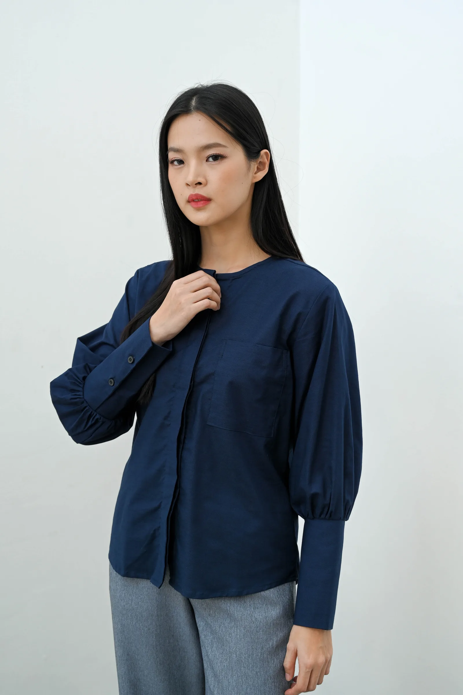 Navy Lynda Oxford Shirt, photo 3 of 6