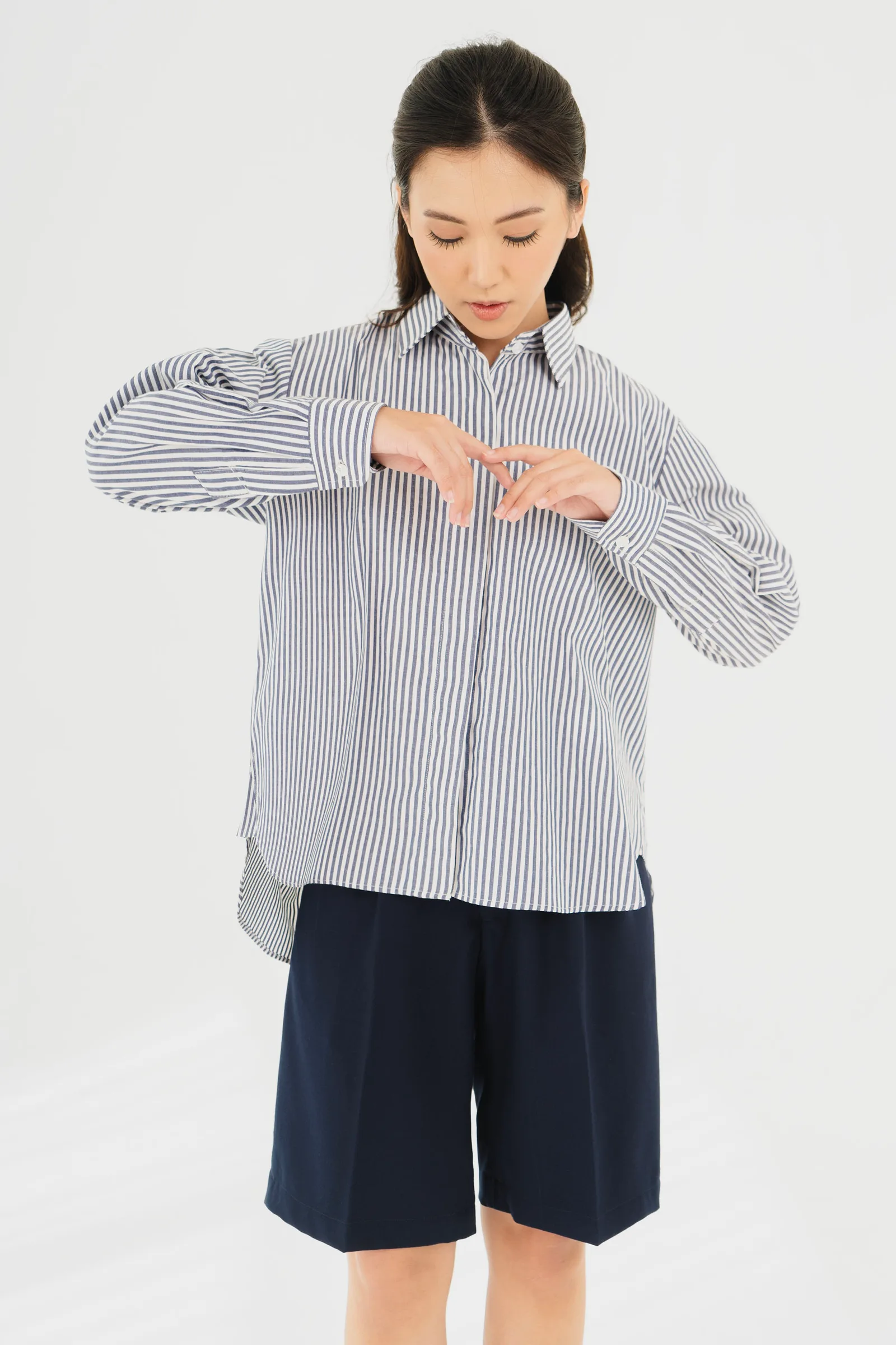 Black Mela Poplin Stripe Shirt, photo 2 of 3
