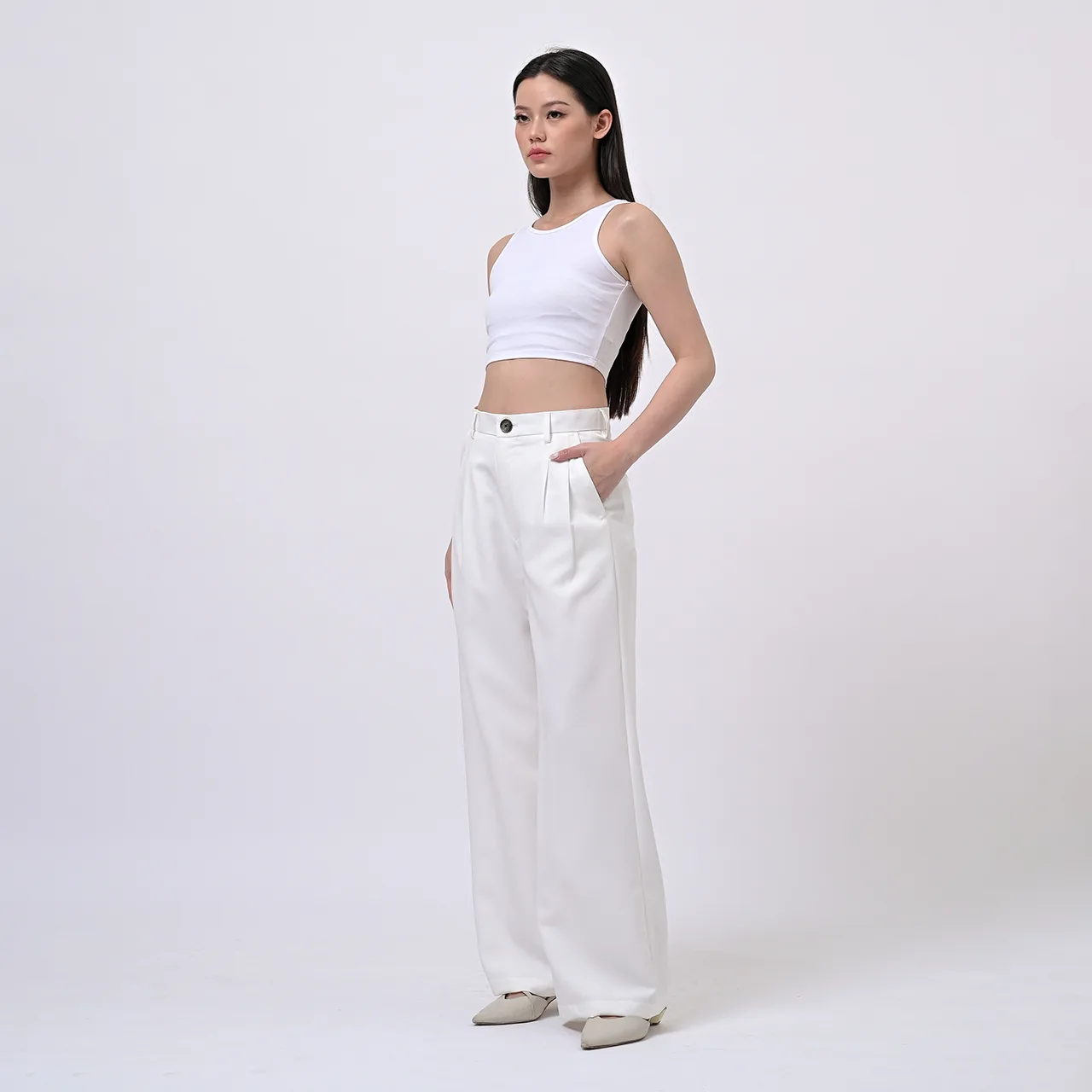 White Loose Highwaist City Pant, photo 2 of 6