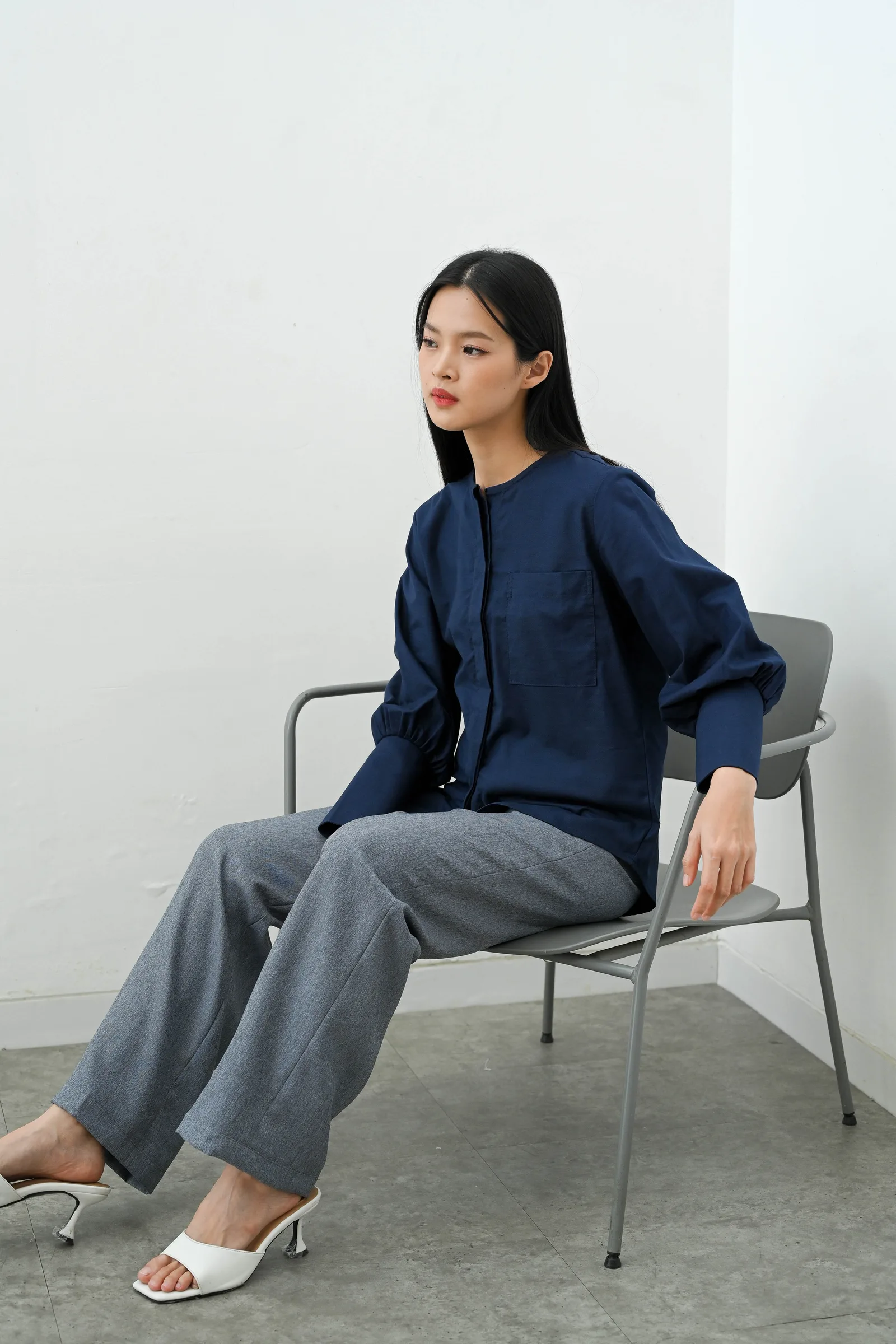 Navy Lynda Oxford Shirt, photo 2 of 6