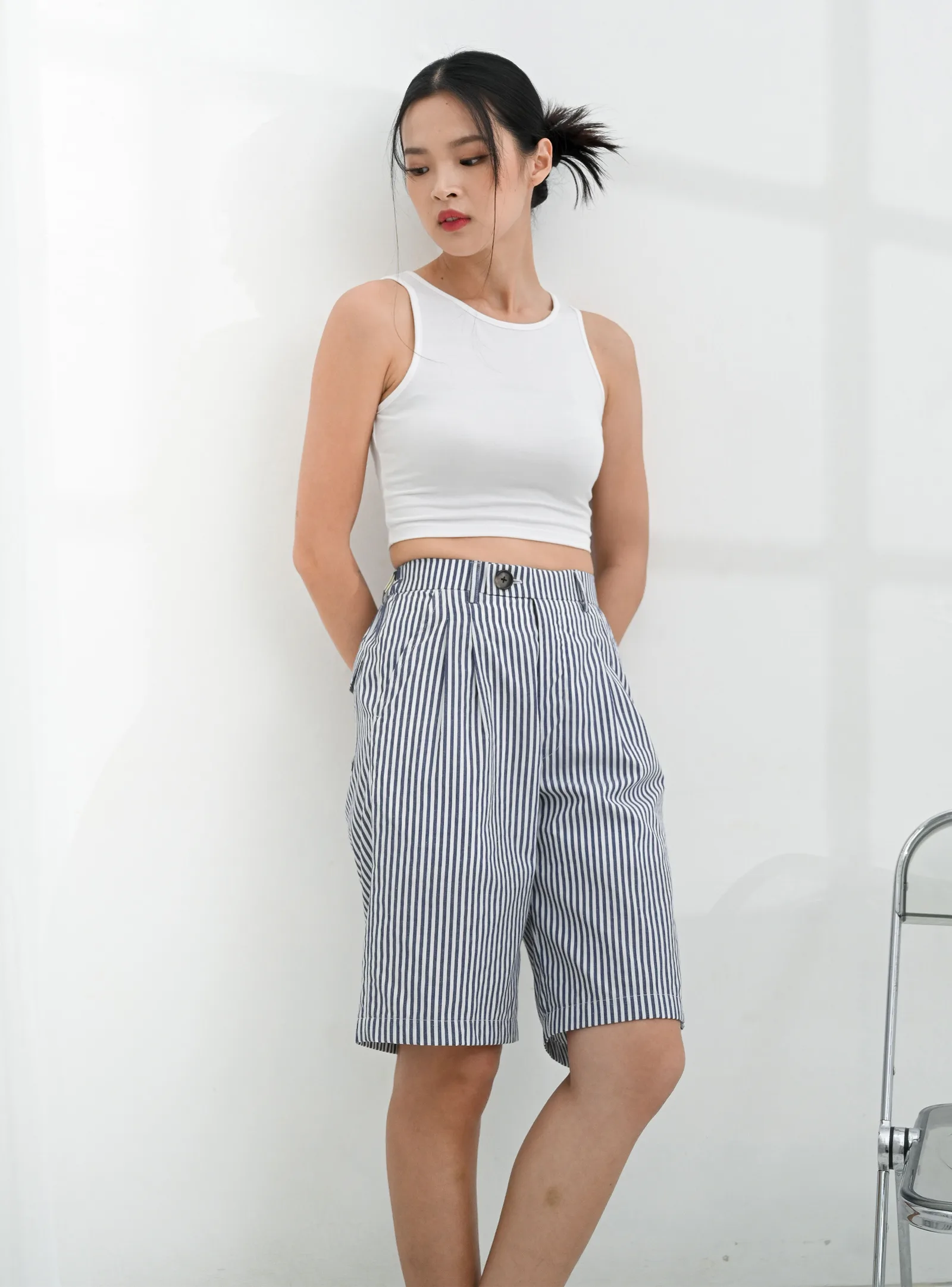 Navy Short Lily Stripe Pant, photo 2 of 6