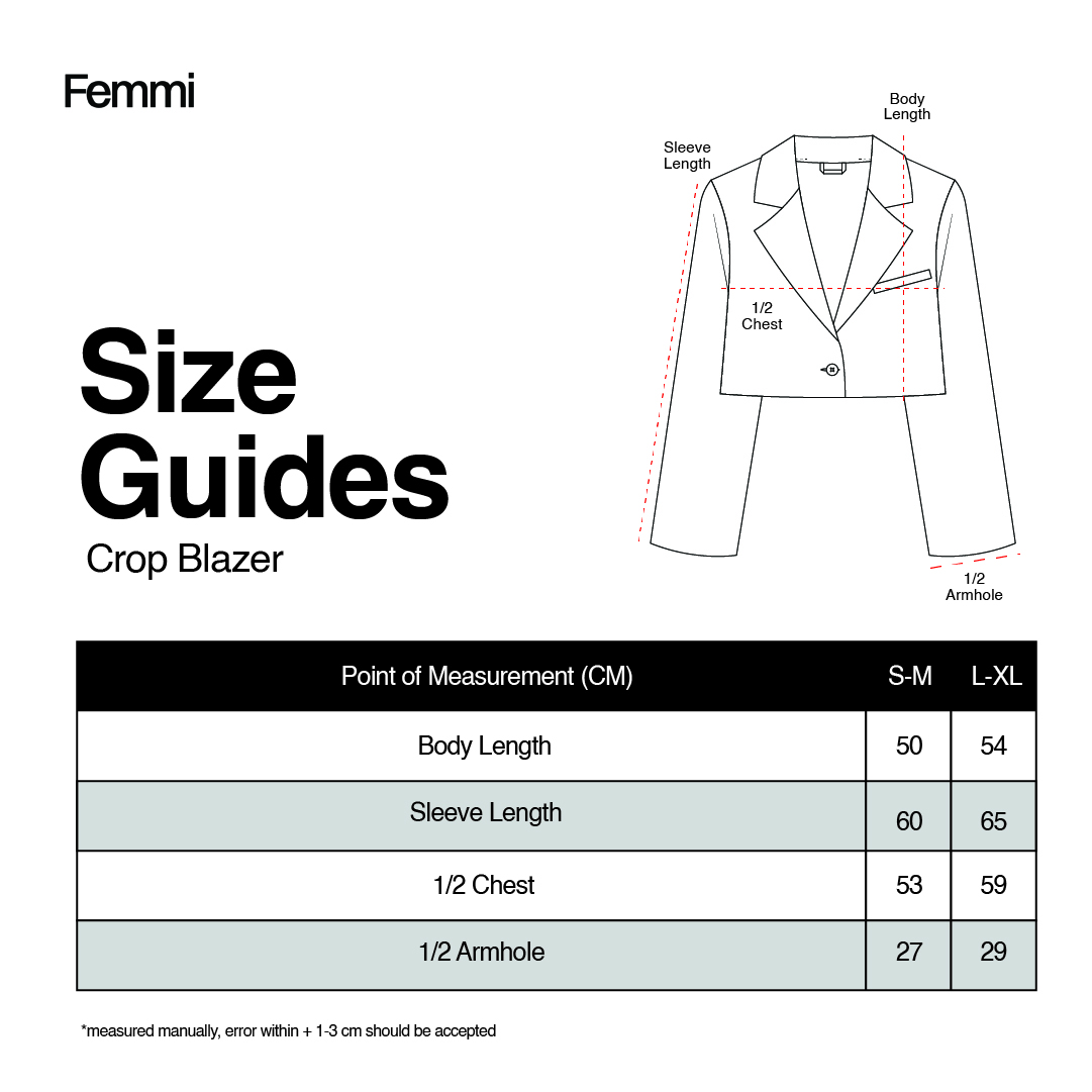 Size guide for Black Charlotte Blazer