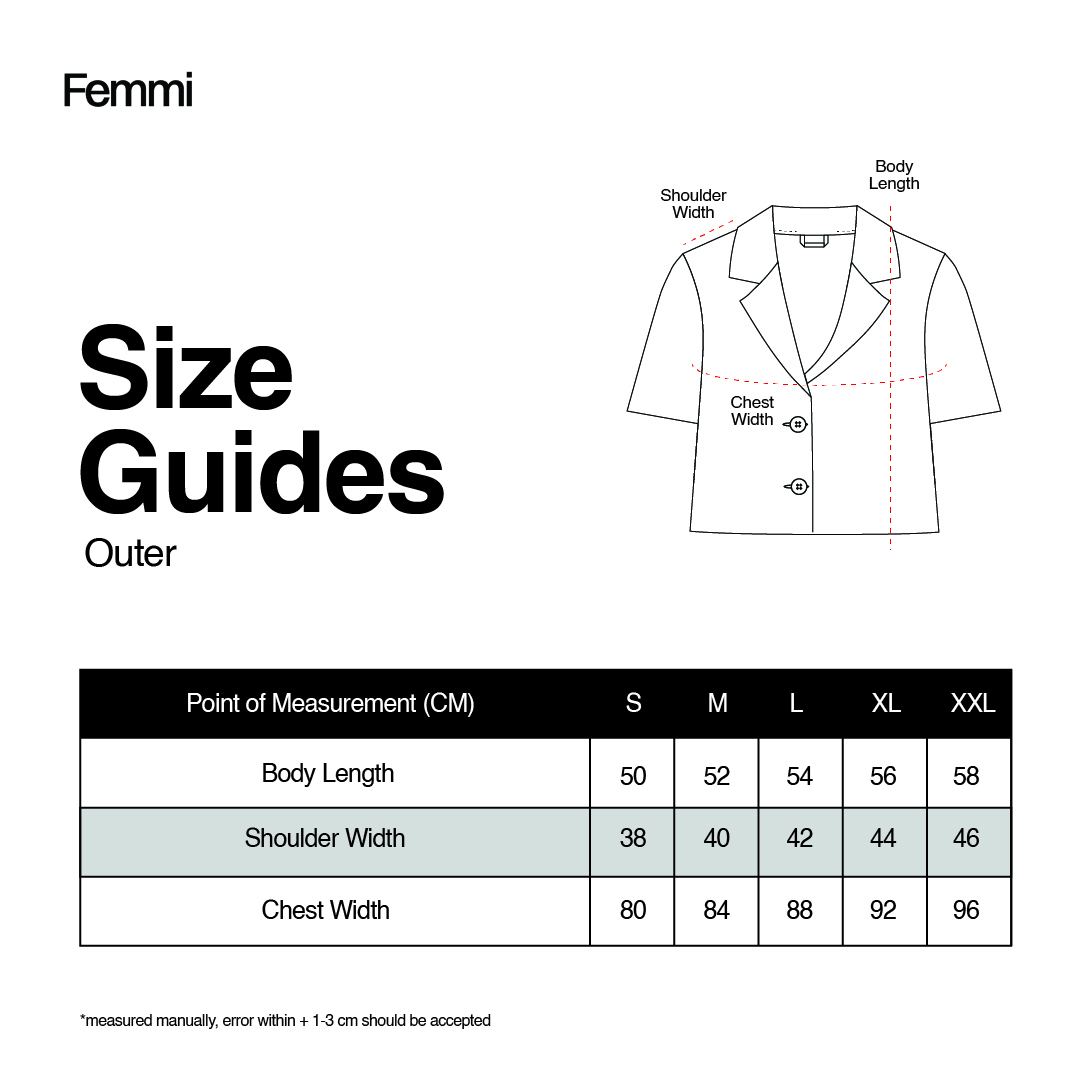 Size guide for Cream Jules Outer